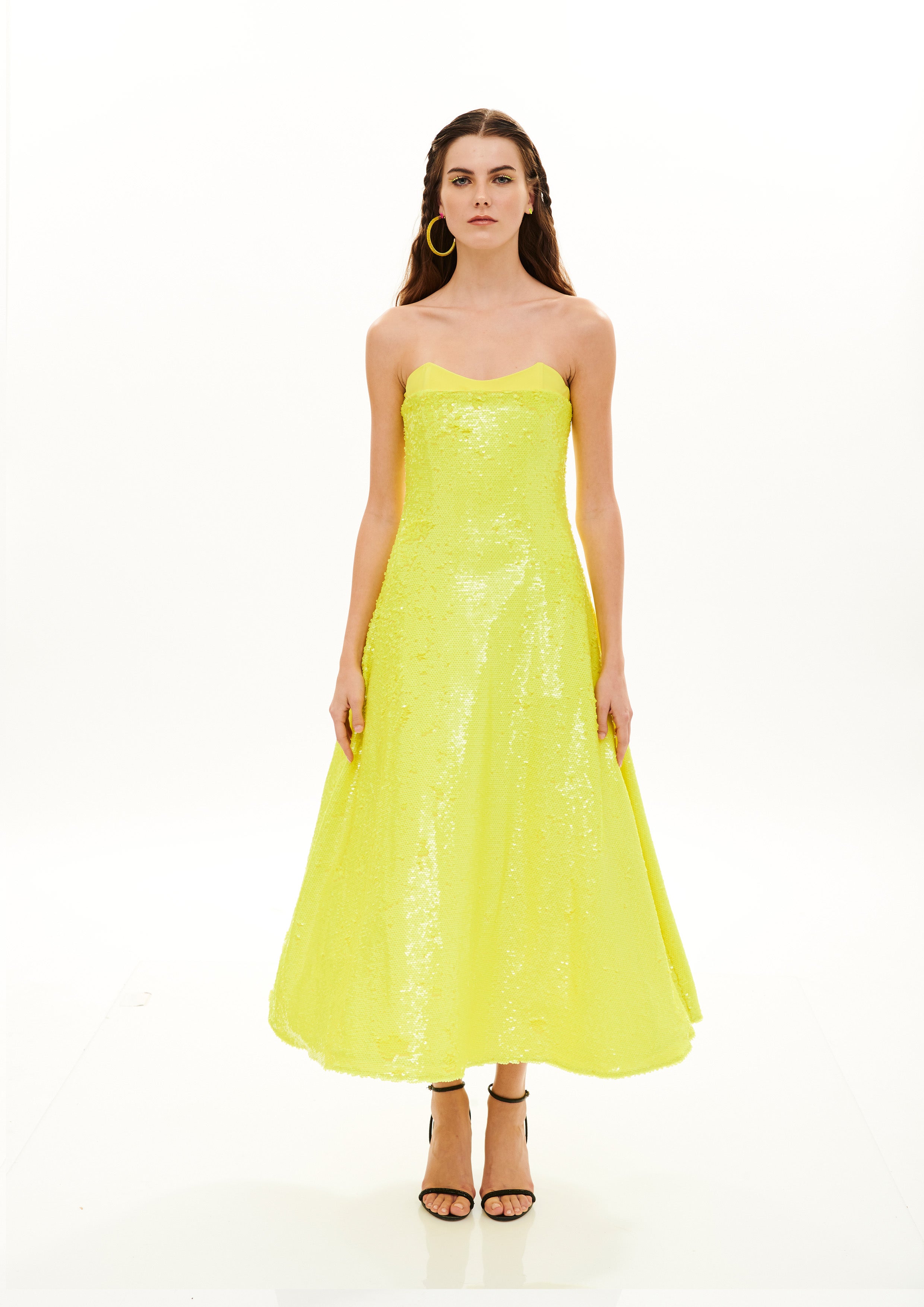 CUTOUT BUSTIER SEQUINS DRESS
