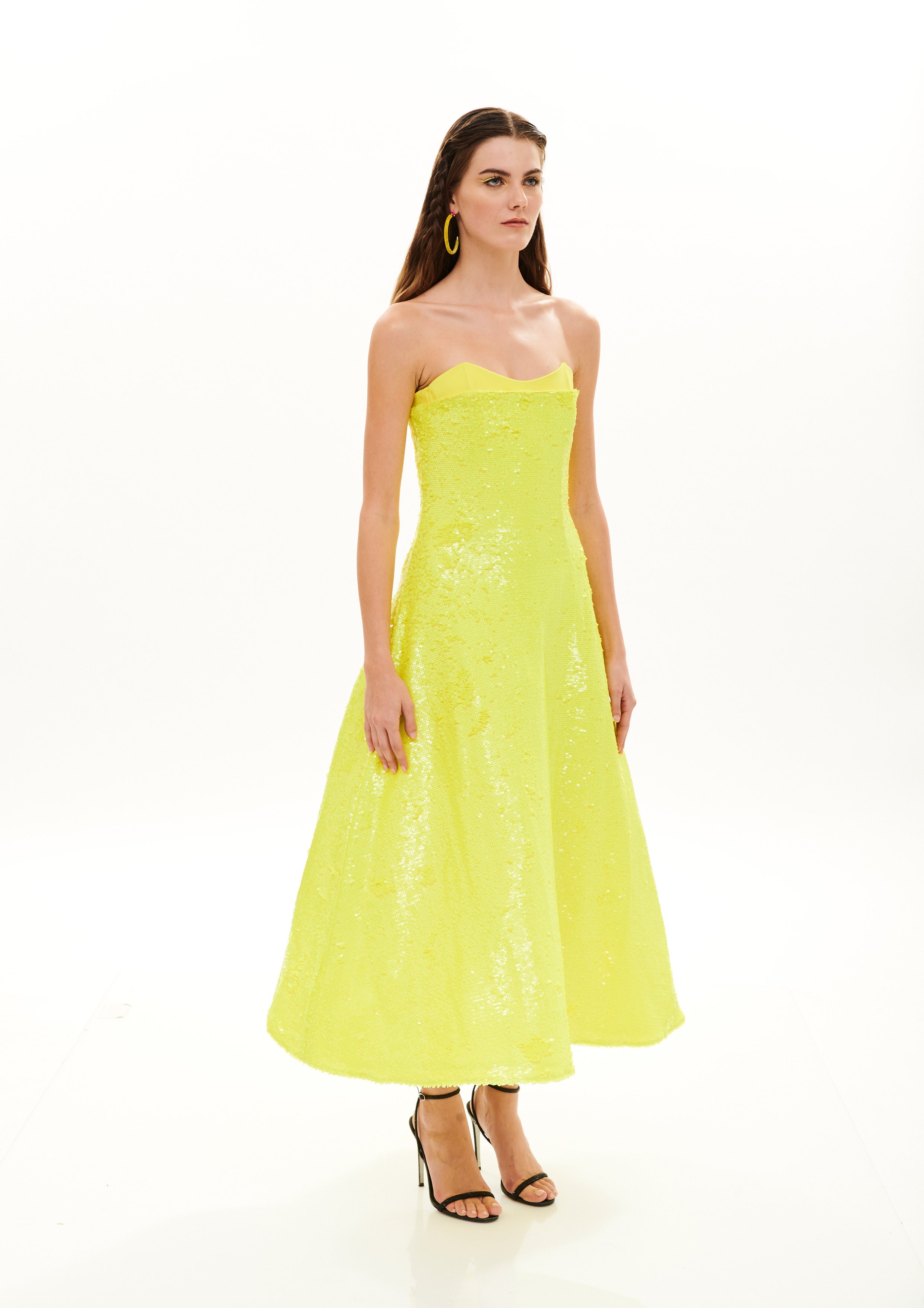 CUTOUT BUSTIER SEQUINS DRESS