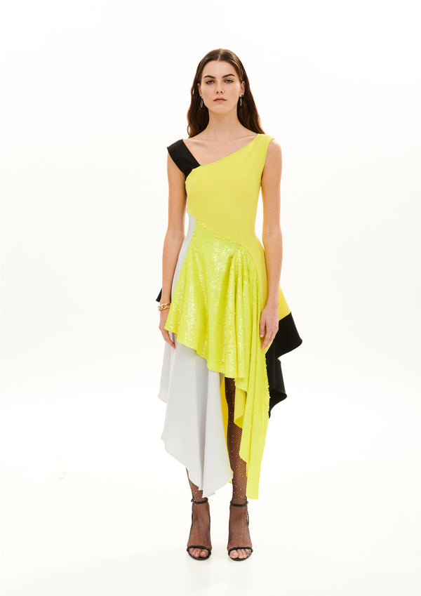 BLOCK COLOR COCKTAIL DRESS
