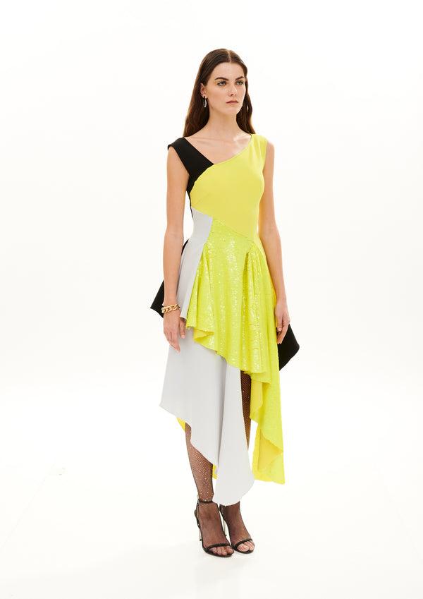 BLOCK COLOR COCKTAIL DRESS