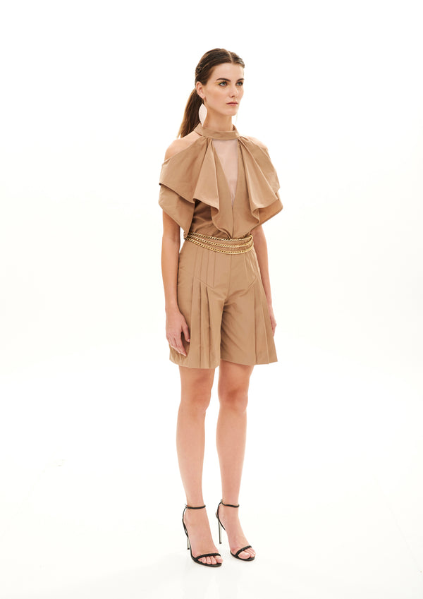 HIGH WAIST PLEATED SHORTS