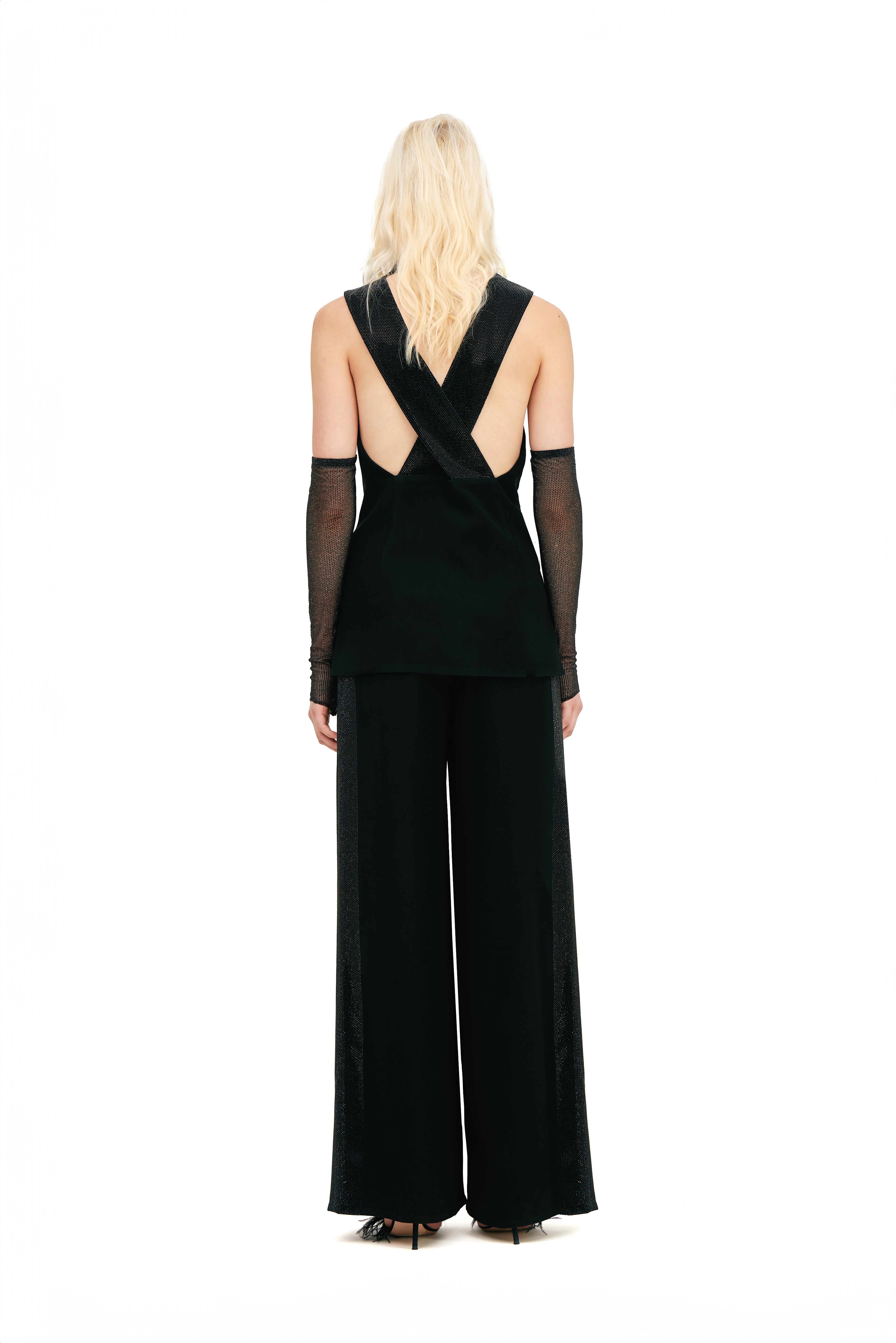 PALAZZO TROUSERS WITH CRYSTAL INSERTS