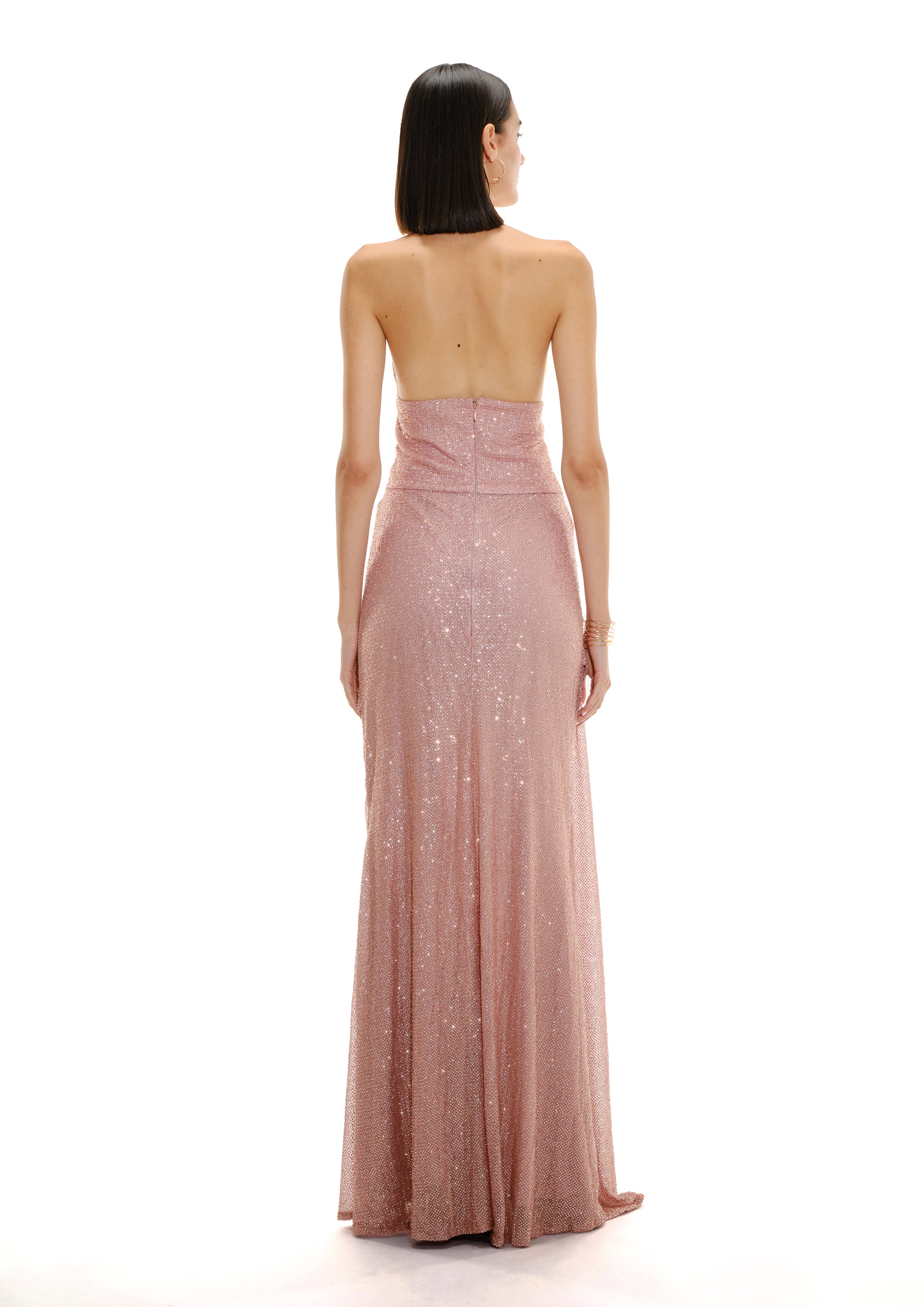 COWL NECK CRYSTAL MAXI DRESS