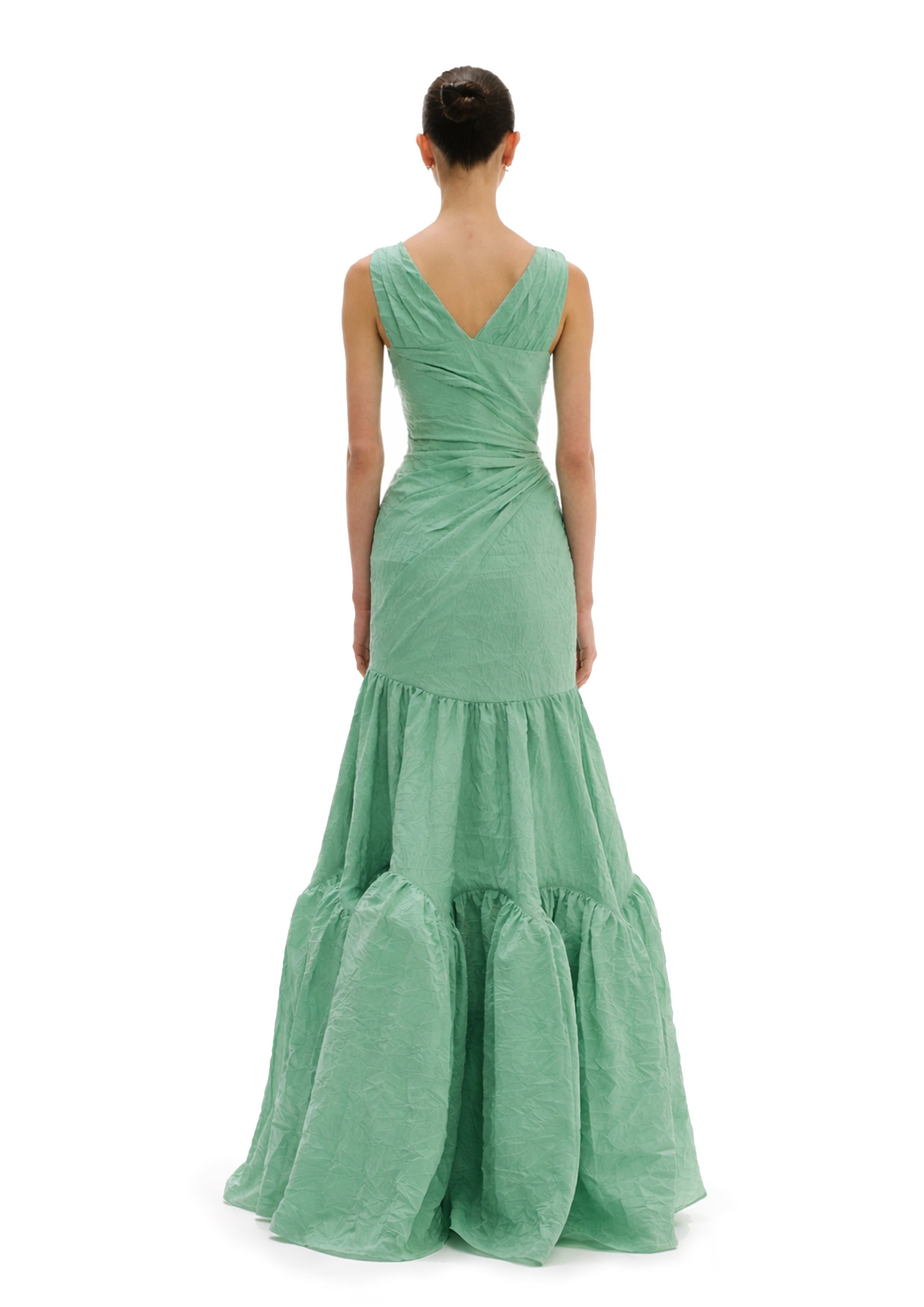 DRAPED CRISS CROSS BALL GOWN