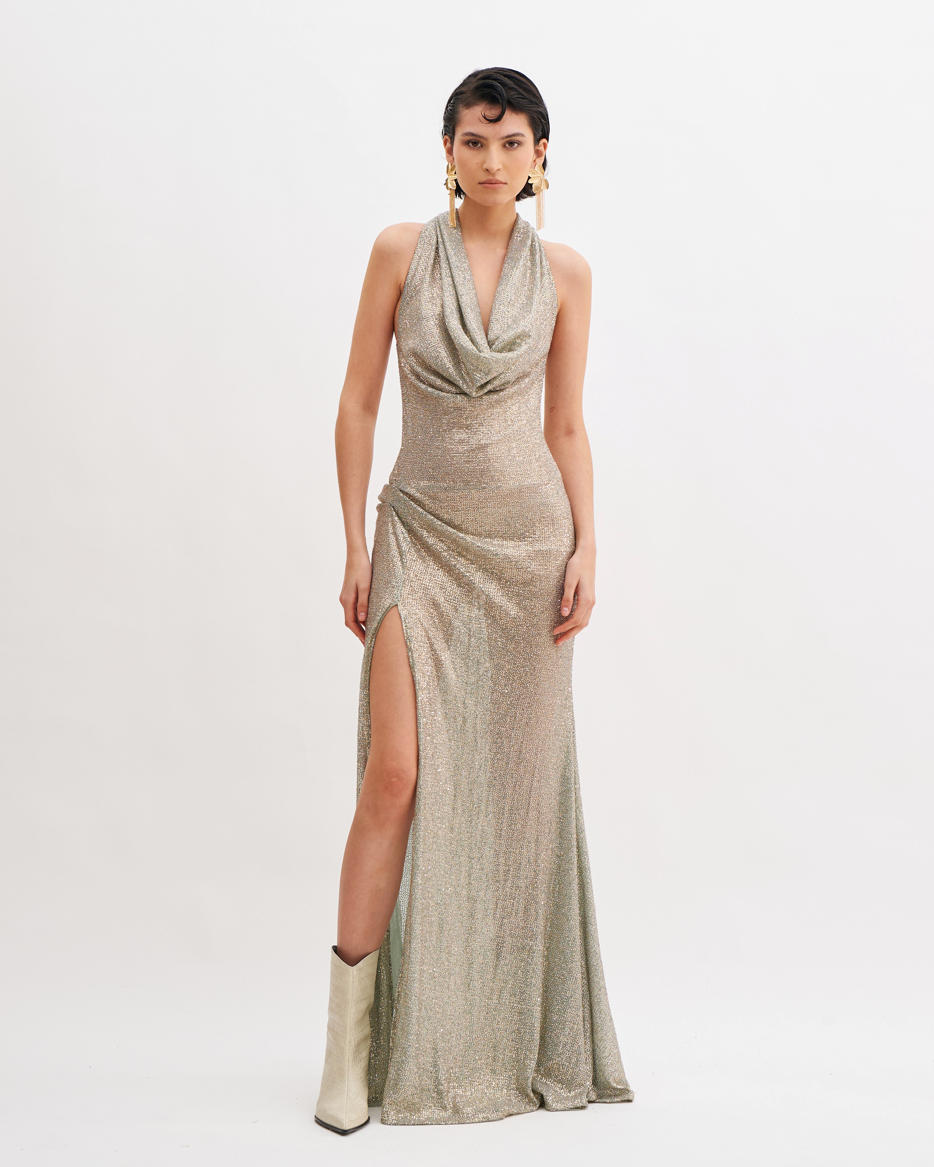 STARRY CRYSTAL SERENITY COWL DRESS