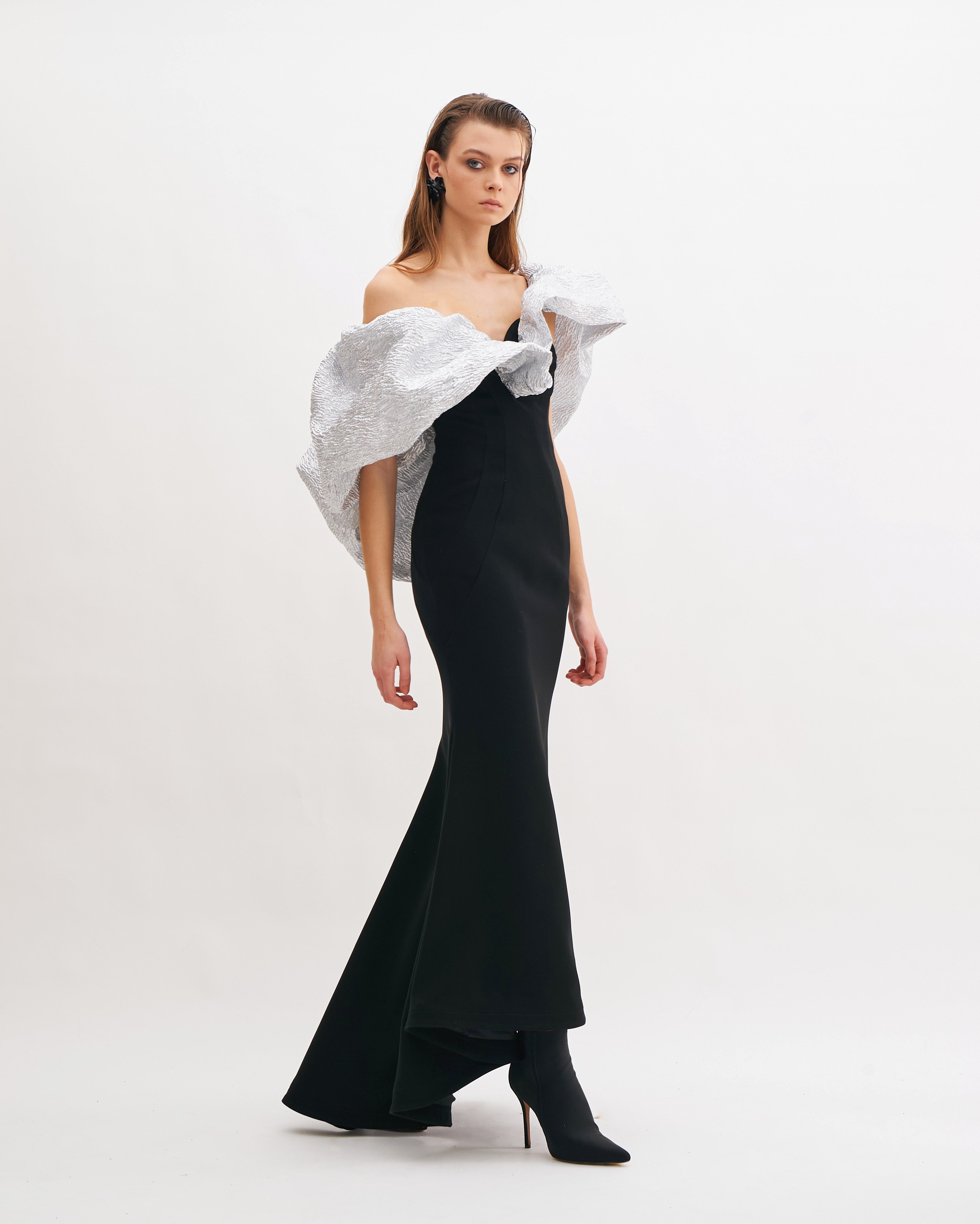 TULIP MAXI DRESS WITH JACQUARD PETALS