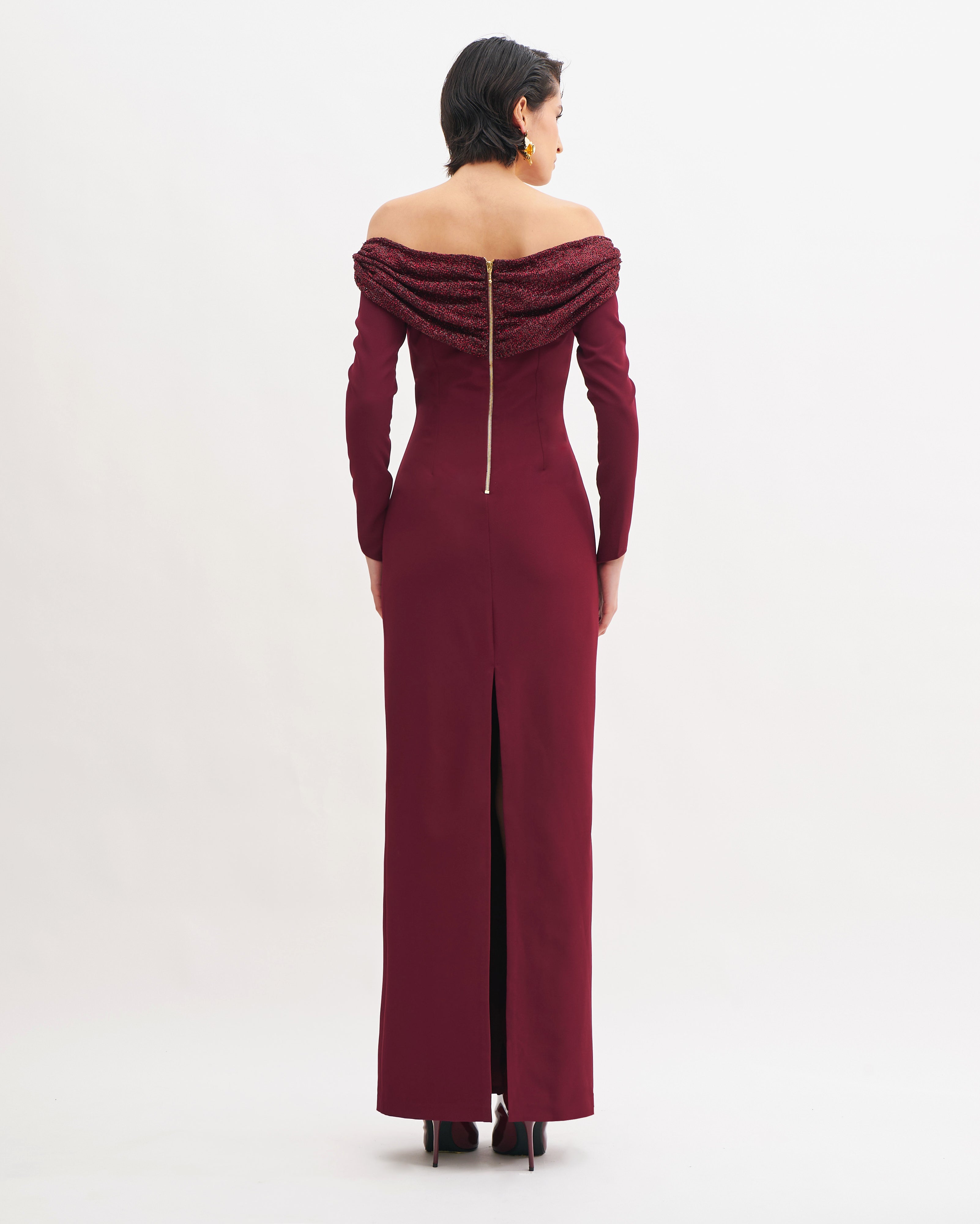 STARRY BARDOT COLUMN MAXI DRESS