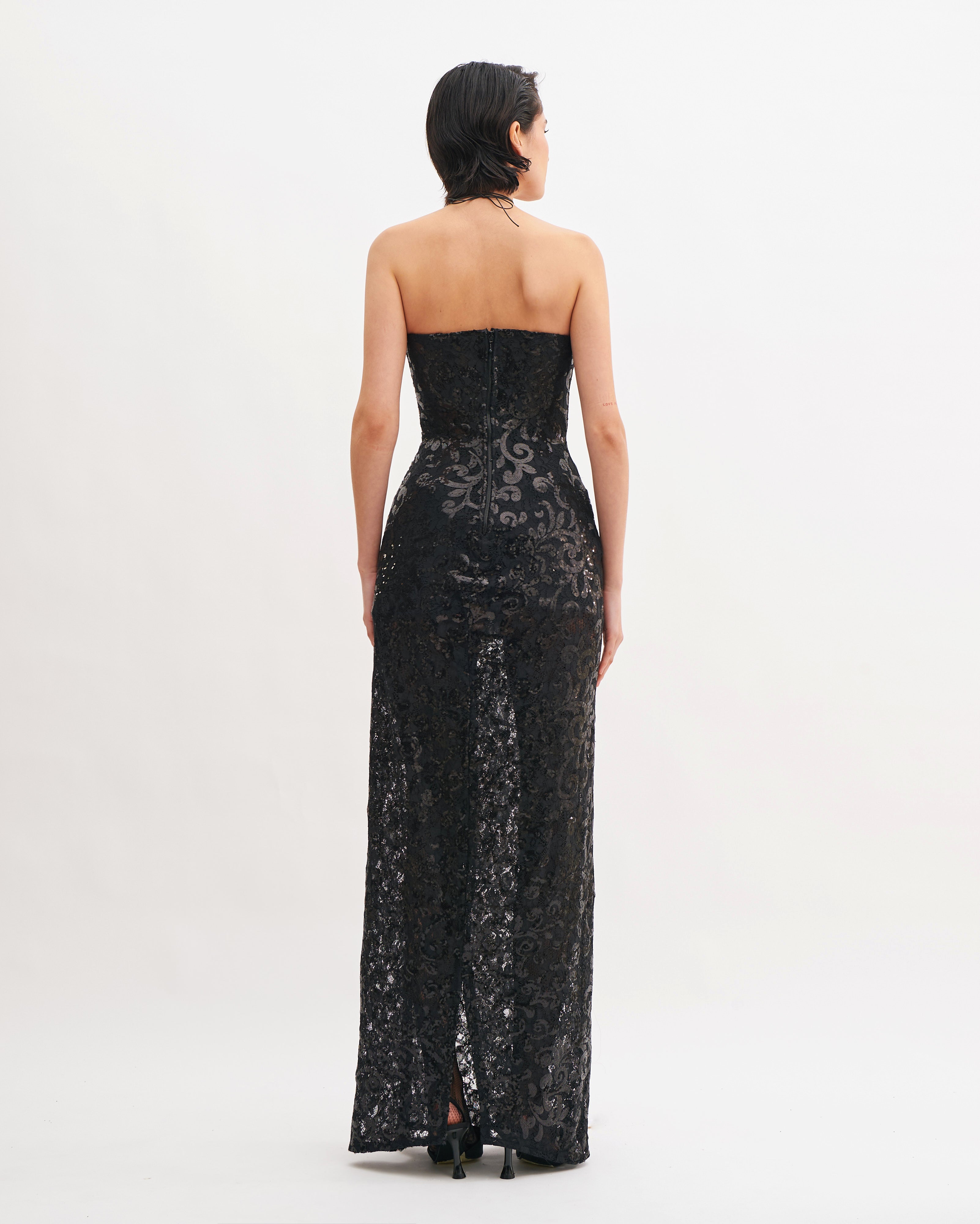 CORSETED LONG DRESS