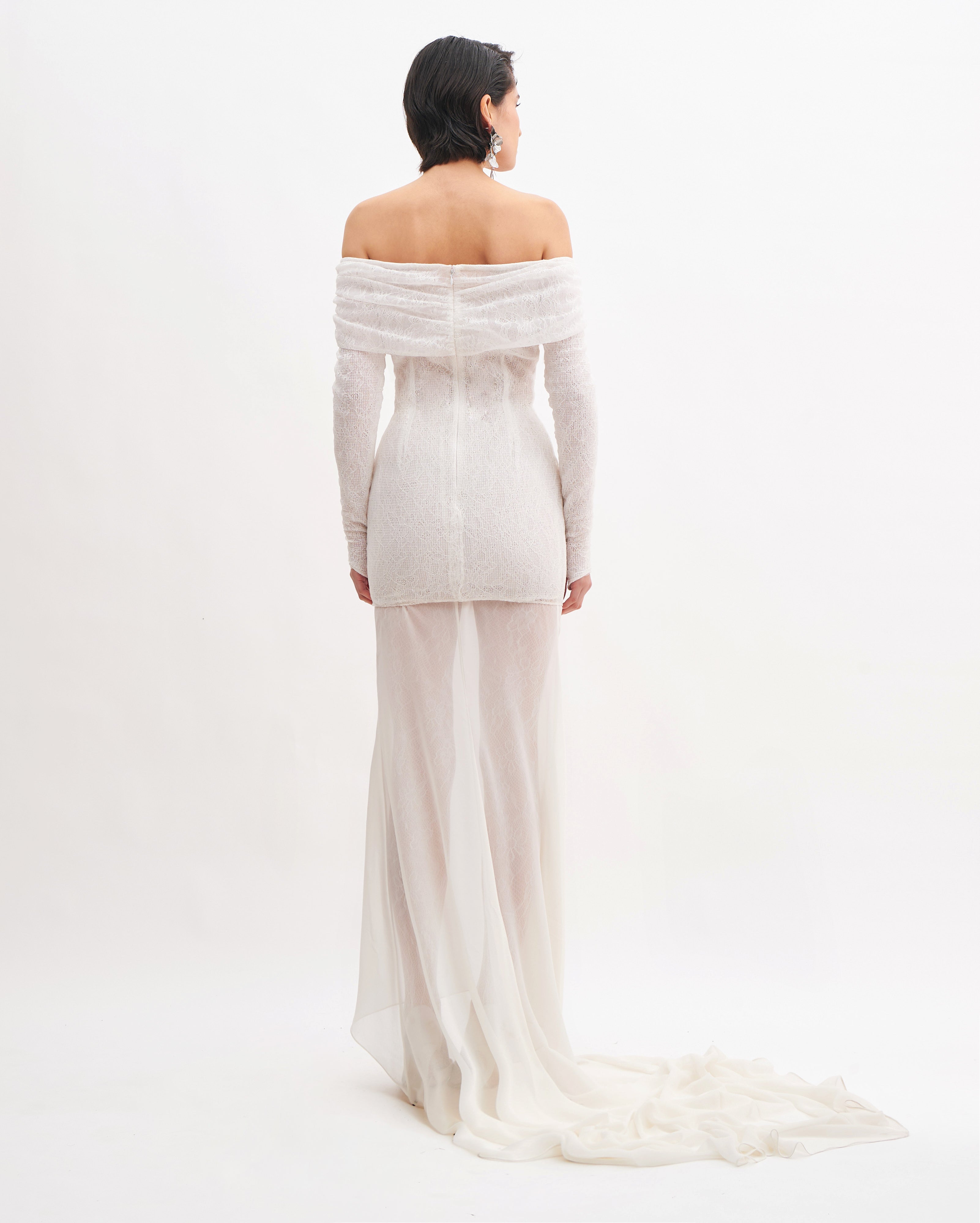 LACY BARDOT MINI DRESS