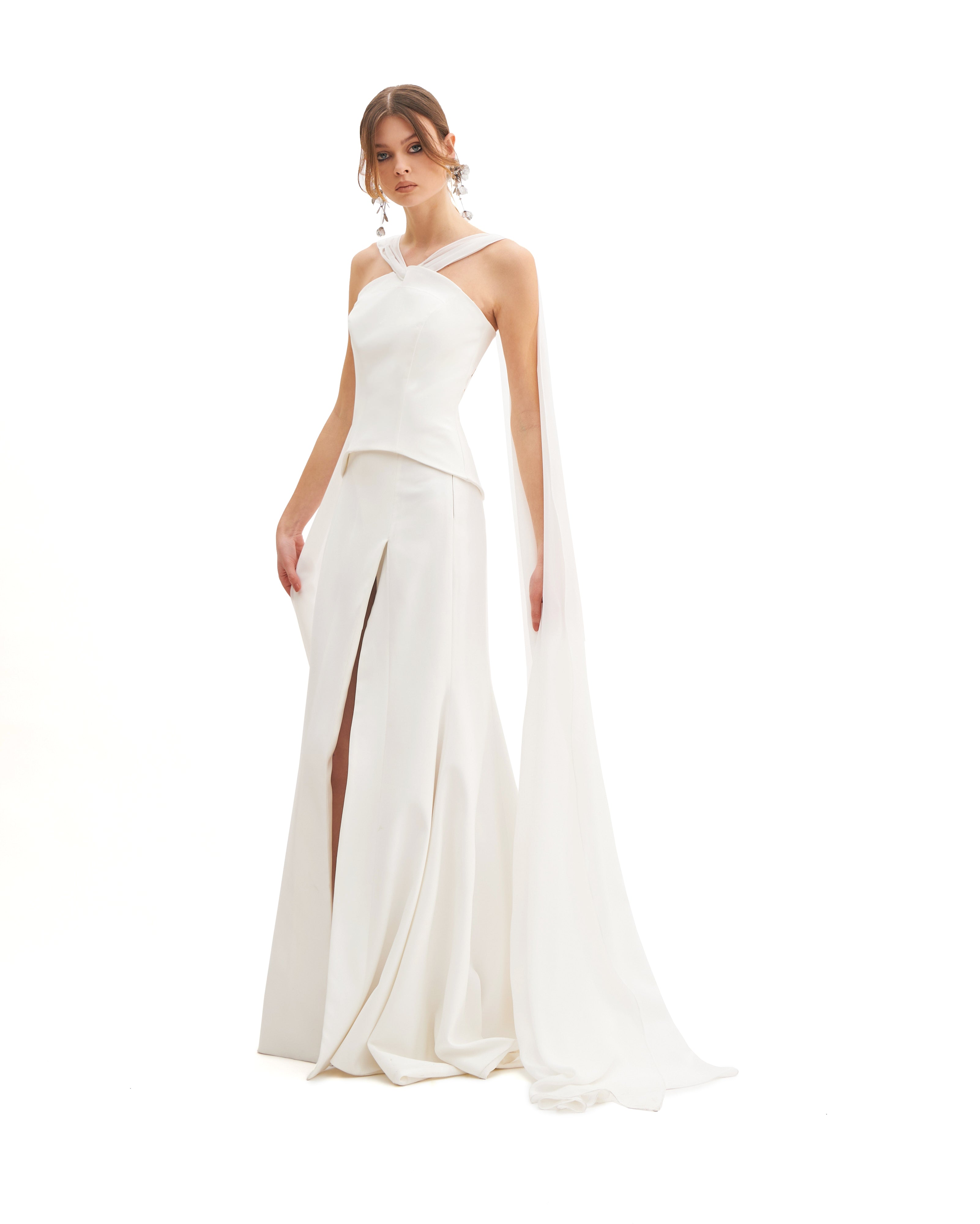 A-SHAPE MAXI SKIRT WITH OVERLAPPED SLIT