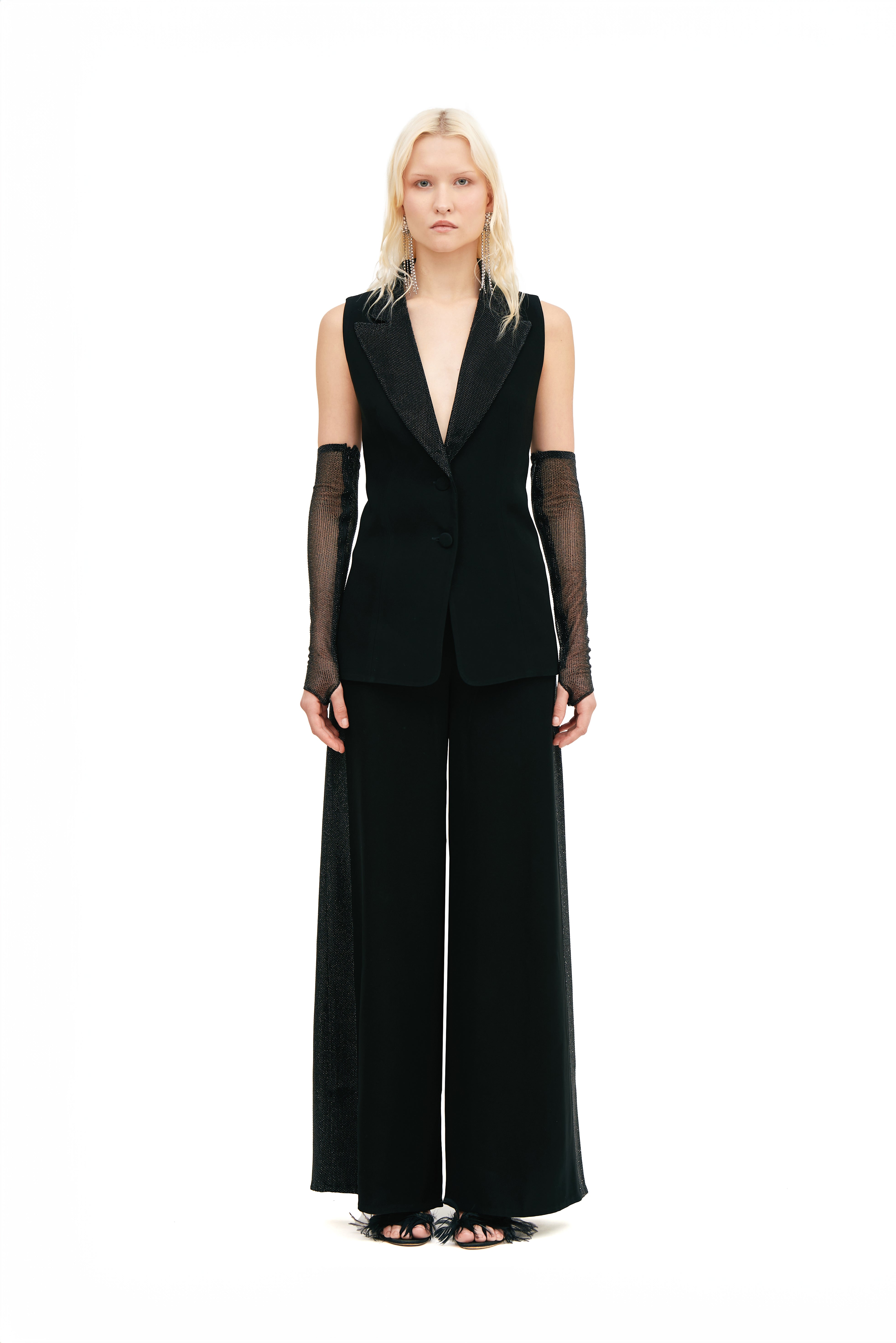 GARNET TROUSERS WITH STARLIT ACCENTS
