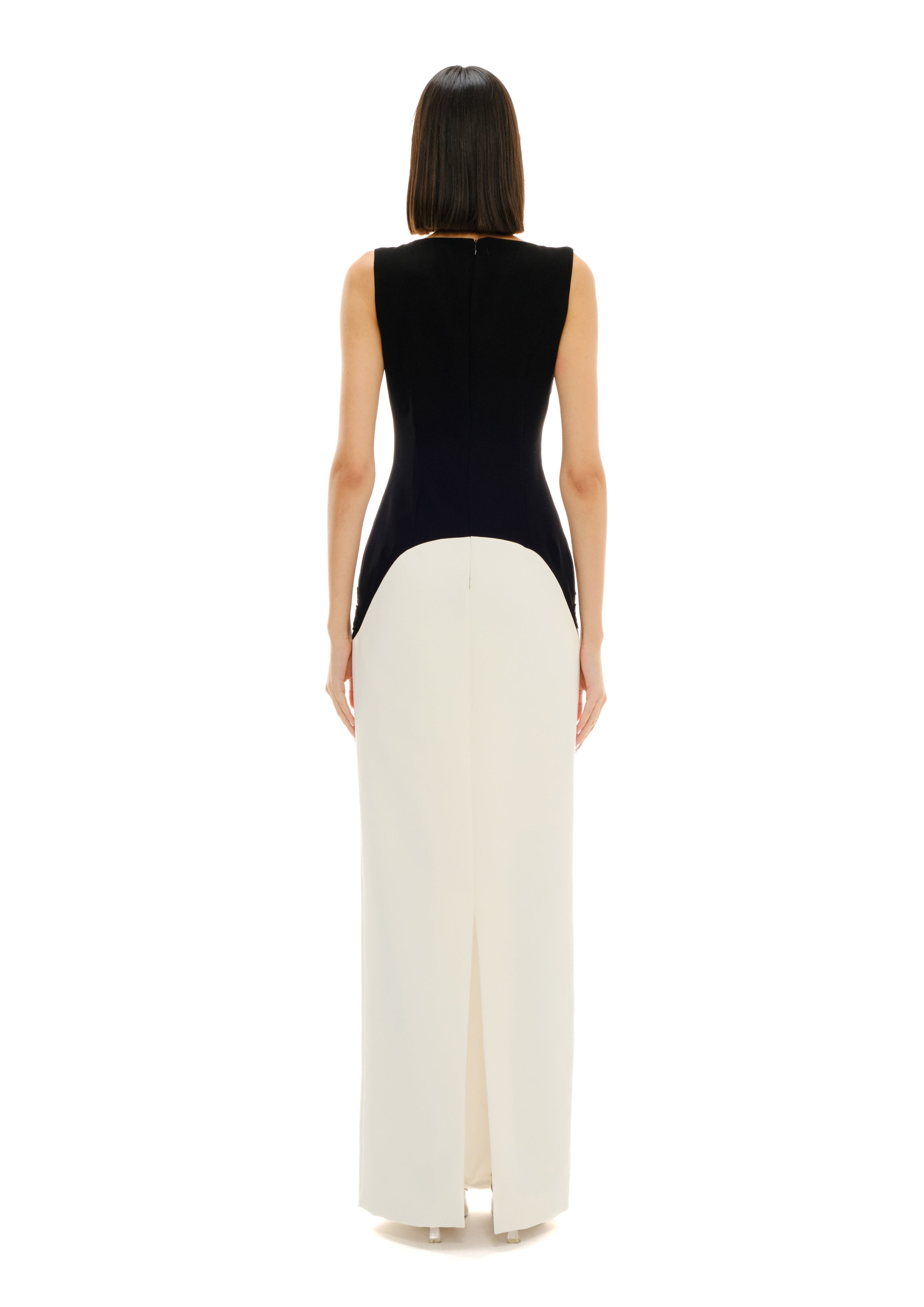 BLOCK COLOUR CUTOUT DRESS WITH LACE