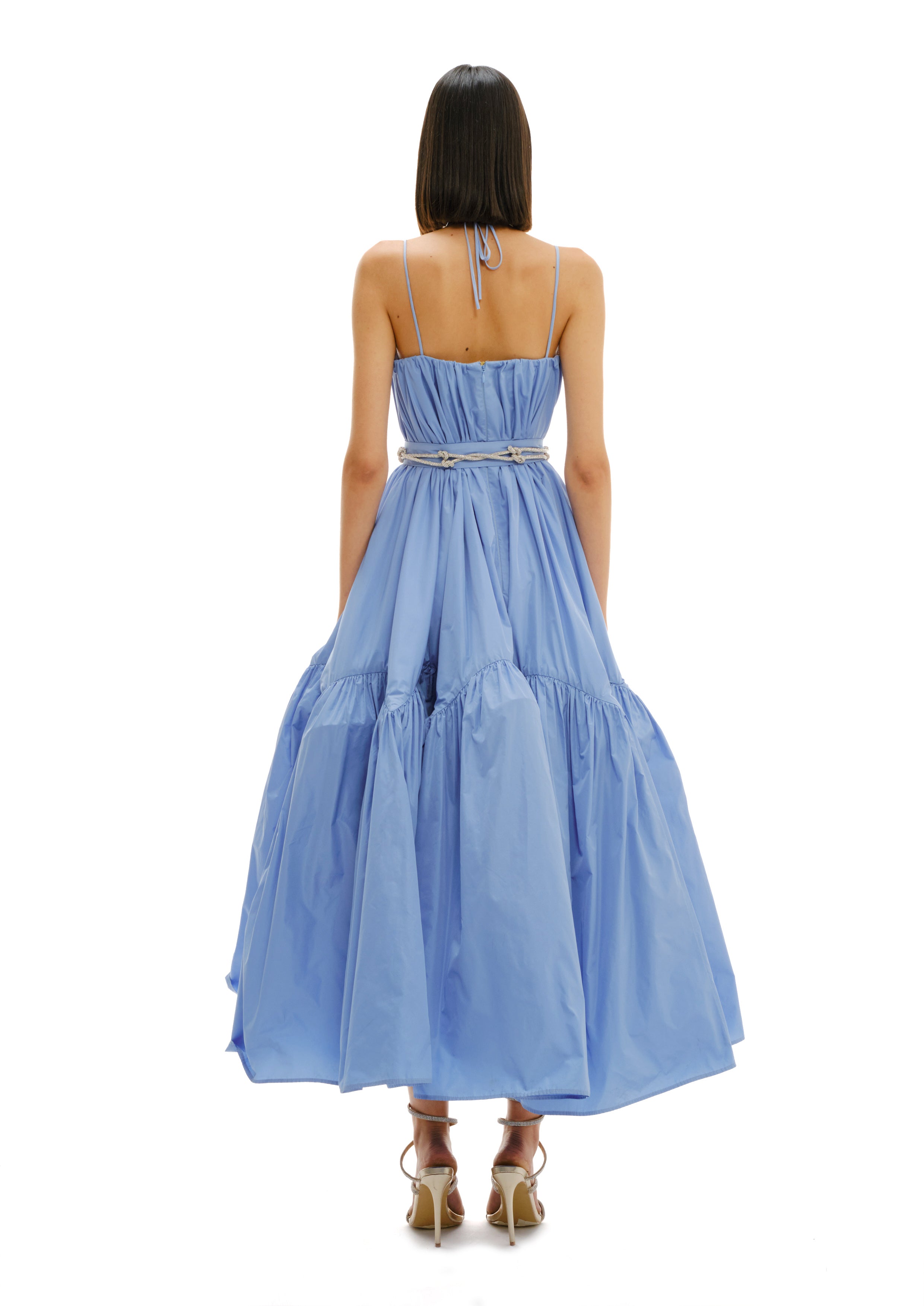 STRAPLESS VOLUME MIDI DRESS WITH BUSTIER