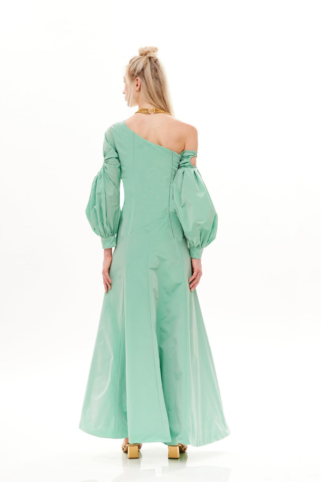 MEDUSA SLEEVES ASYMMETRIC LONG DRESS