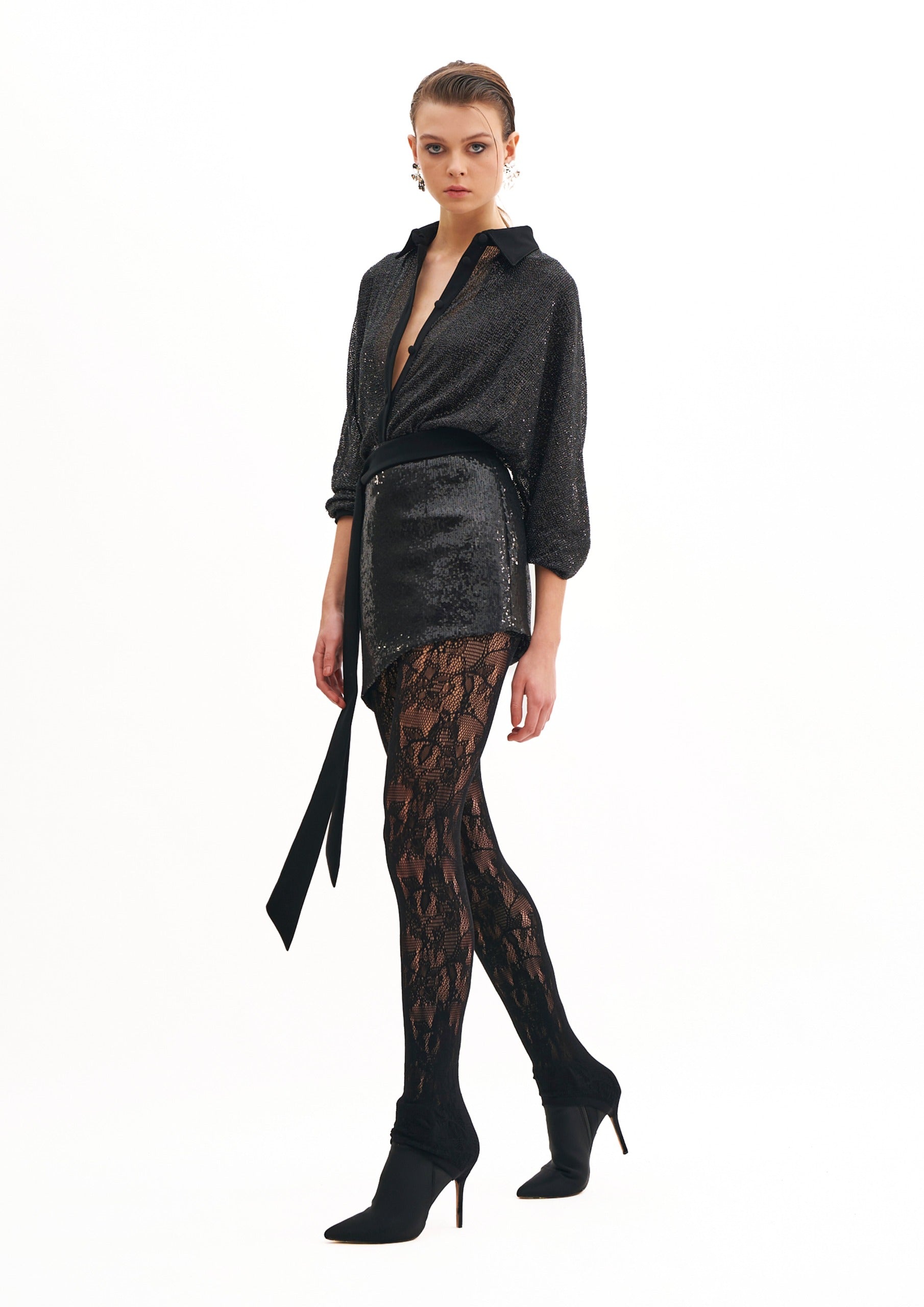 NOIR CRYSTAL LONG  SLEEVES SHIRT
