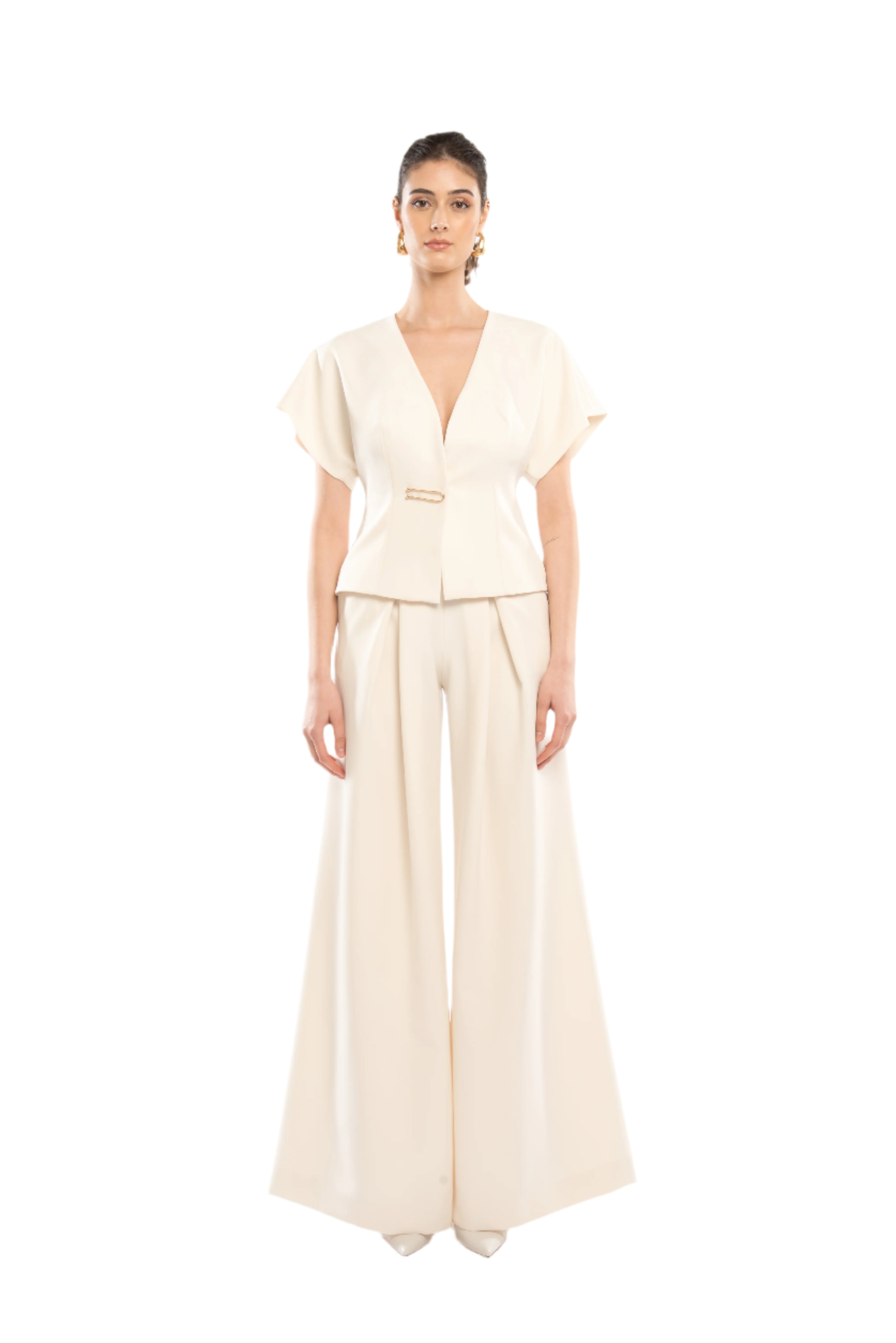 HIGH-WAIST MAXI TROUSERS WITH PINCES DETAIL