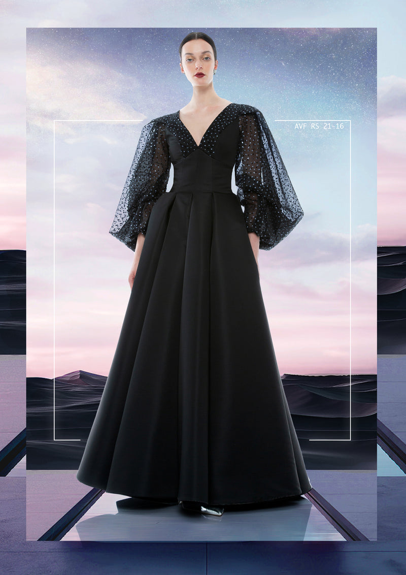 CRYSTAL POLKA ARMS GOWN