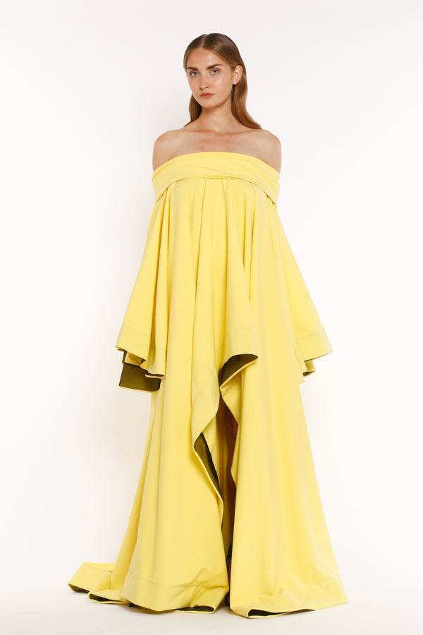 YELLOW BUTTERFLY BAND DRESS