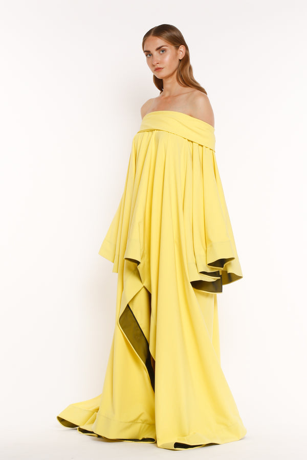 YELLOW BUTTERFLY BAND DRESS