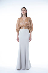 DRAPED SEQUINS TOP