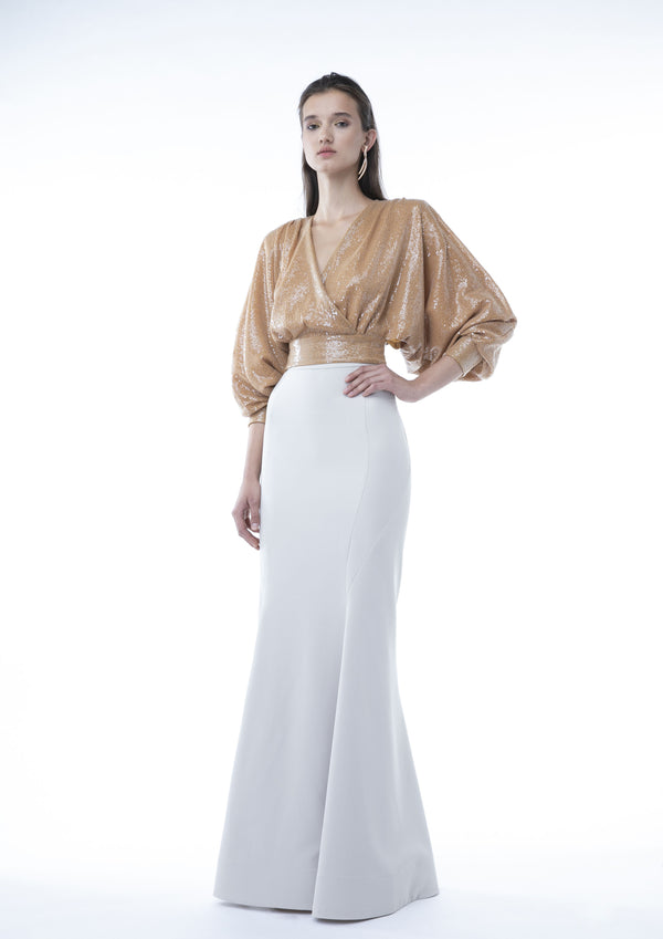 DRAPED SEQUINS TOP