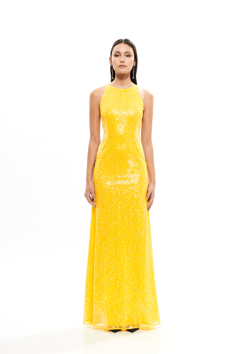 LONG SILHOUETTE SEQUINS DRESS