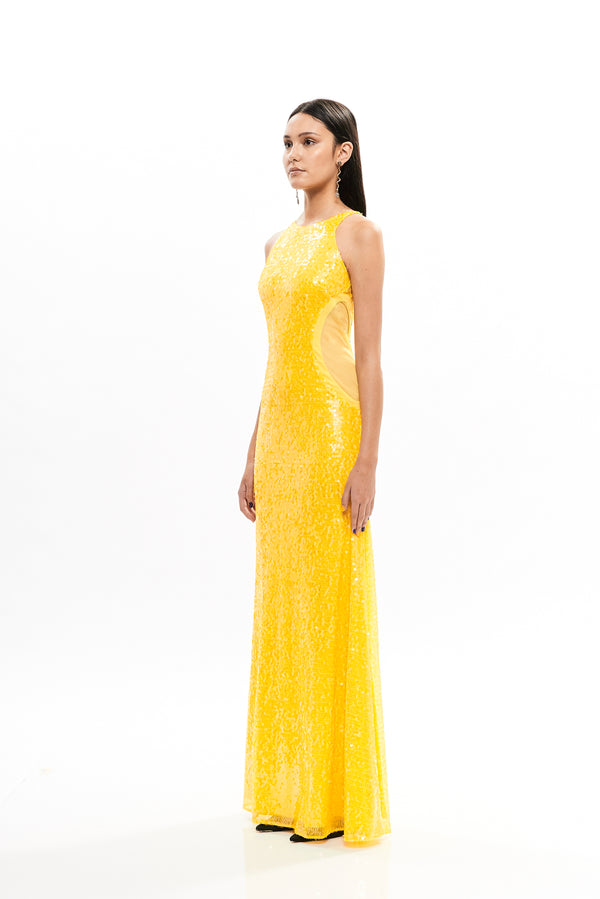 LONG SILHOUETTE SEQUINS DRESS