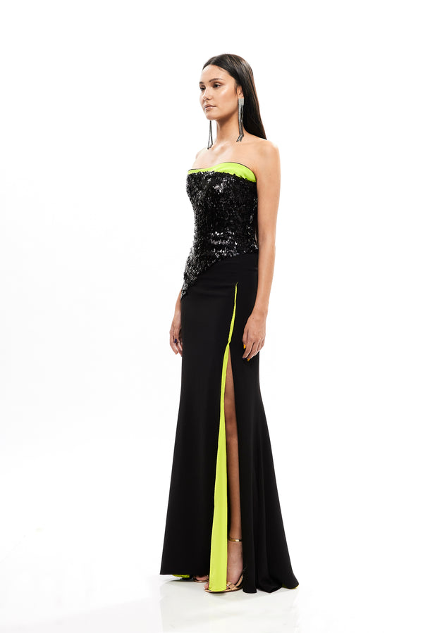 SILHOUETTE BLOCK DRESS WITH SLIT