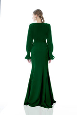 V-NECK SILHOUETTE LONG DRESS CADY