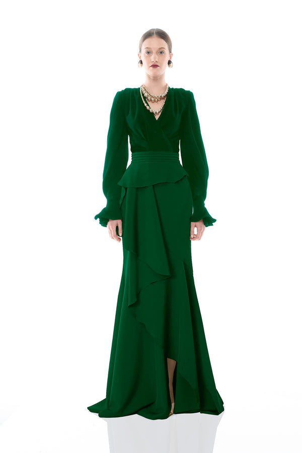 V-NECK SILHOUETTE LONG DRESS CADY
