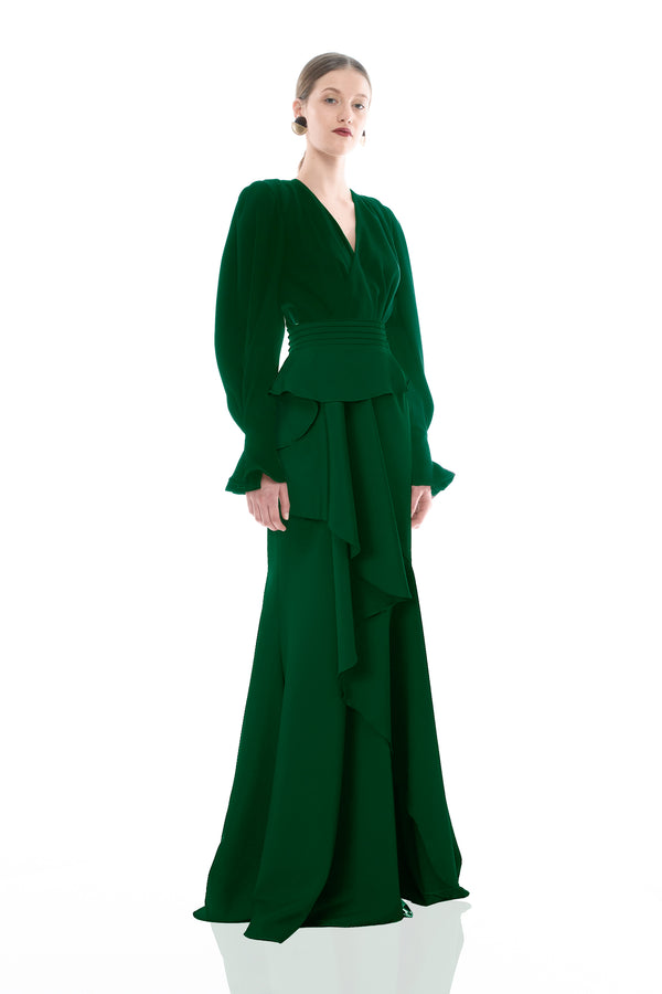 V-NECK SILHOUETTE LONG DRESS CADY