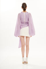 SEQUINS DRAPED BLOUSE SHORT DRESS