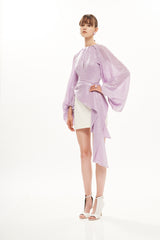 SEQUINS DRAPED BLOUSE SHORT DRESS