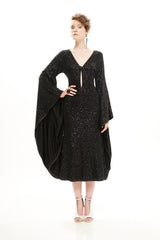 SEQUINS MIDI DRESS WITH ARM HOLES