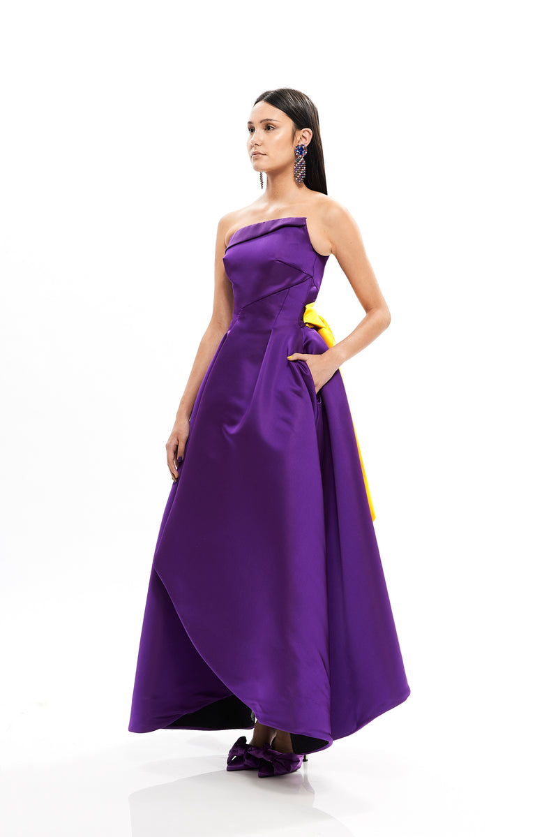 PURPLE TULIP SHAPE MIDI GOWN