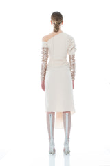 MONO SHOULDER VELVET DRAPED DRESS