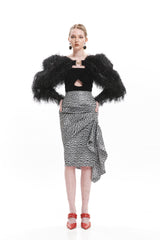 SEE THROUGH  FEATHERS COVER ARMS BELT