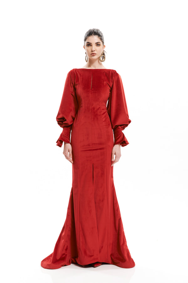 OPEN BACK SILHOUETTE LONG DRESS