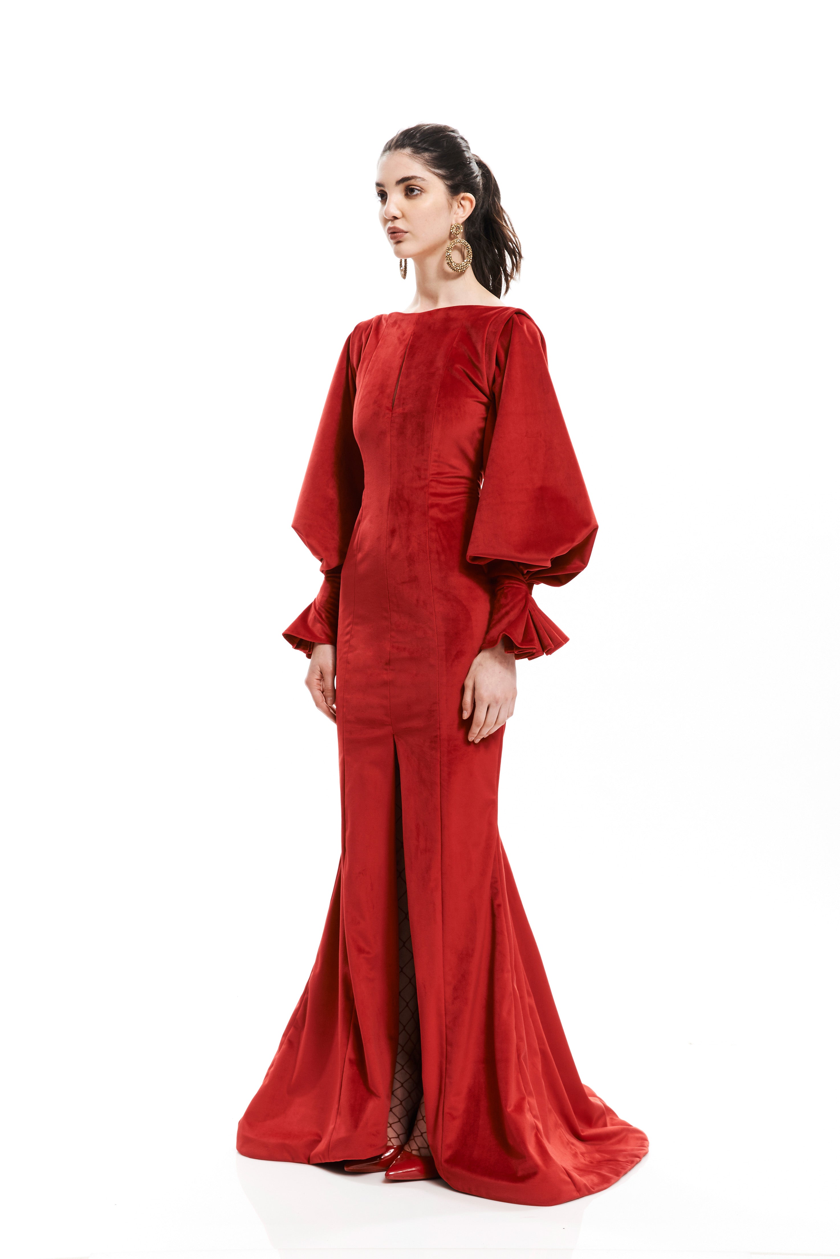 OPEN BACK SILHOUETTE LONG DRESS