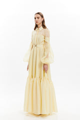 LITE JACQUARD LONG CHEMISIER WITH ELASTIC BELT