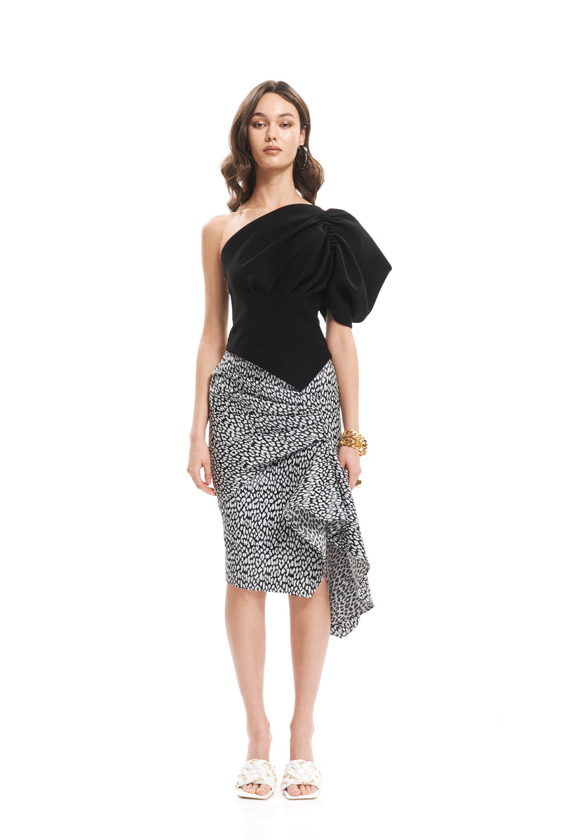 MONO SHOULDER RIBBING DETAIL TOP
