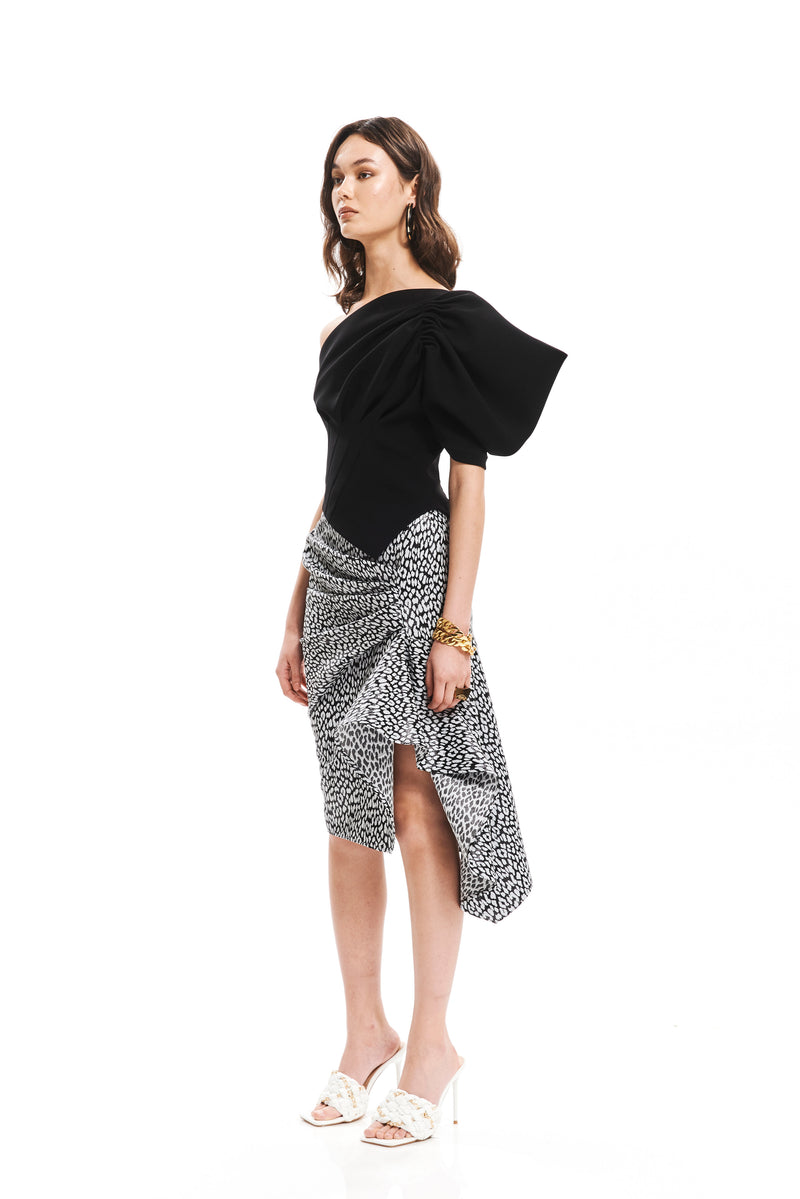 MONO SHOULDER RIBBING DETAIL TOP