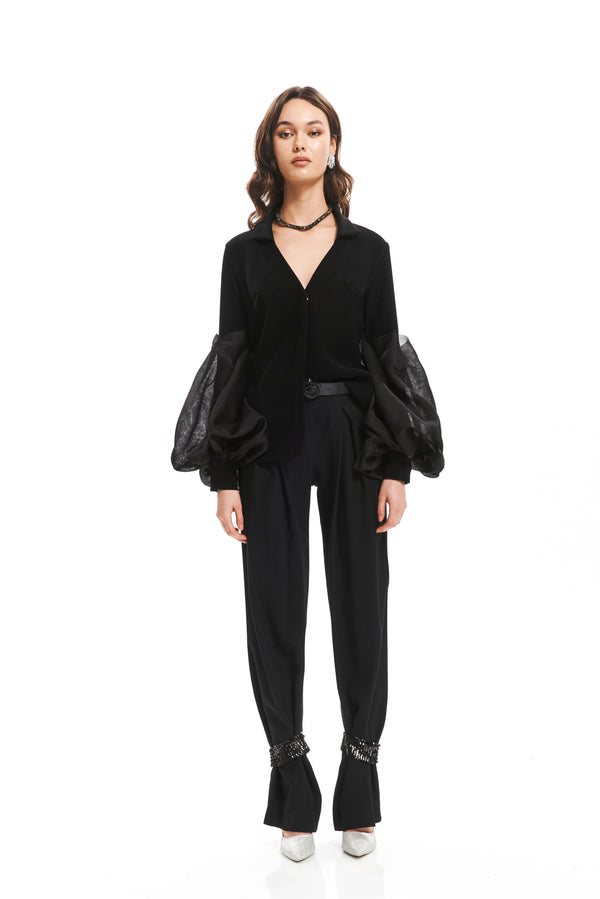 CHEMISE WITH BALOON DRAPED ARMS
