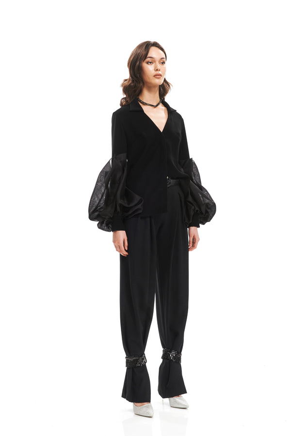CHEMISE WITH BALOON DRAPED ARMS