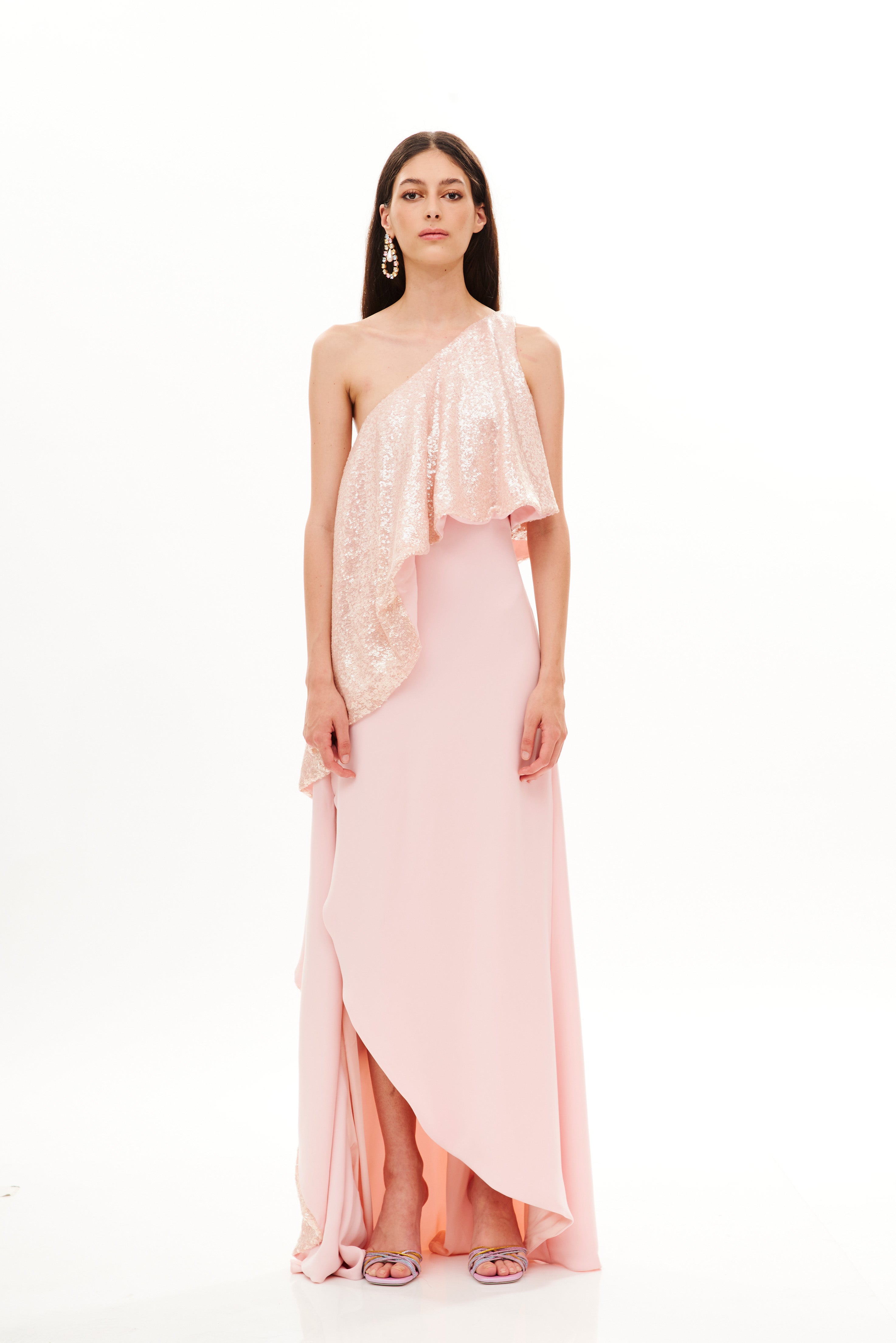 MAXI FLOUNCE  ASYMMETRIC LONG  DRESS