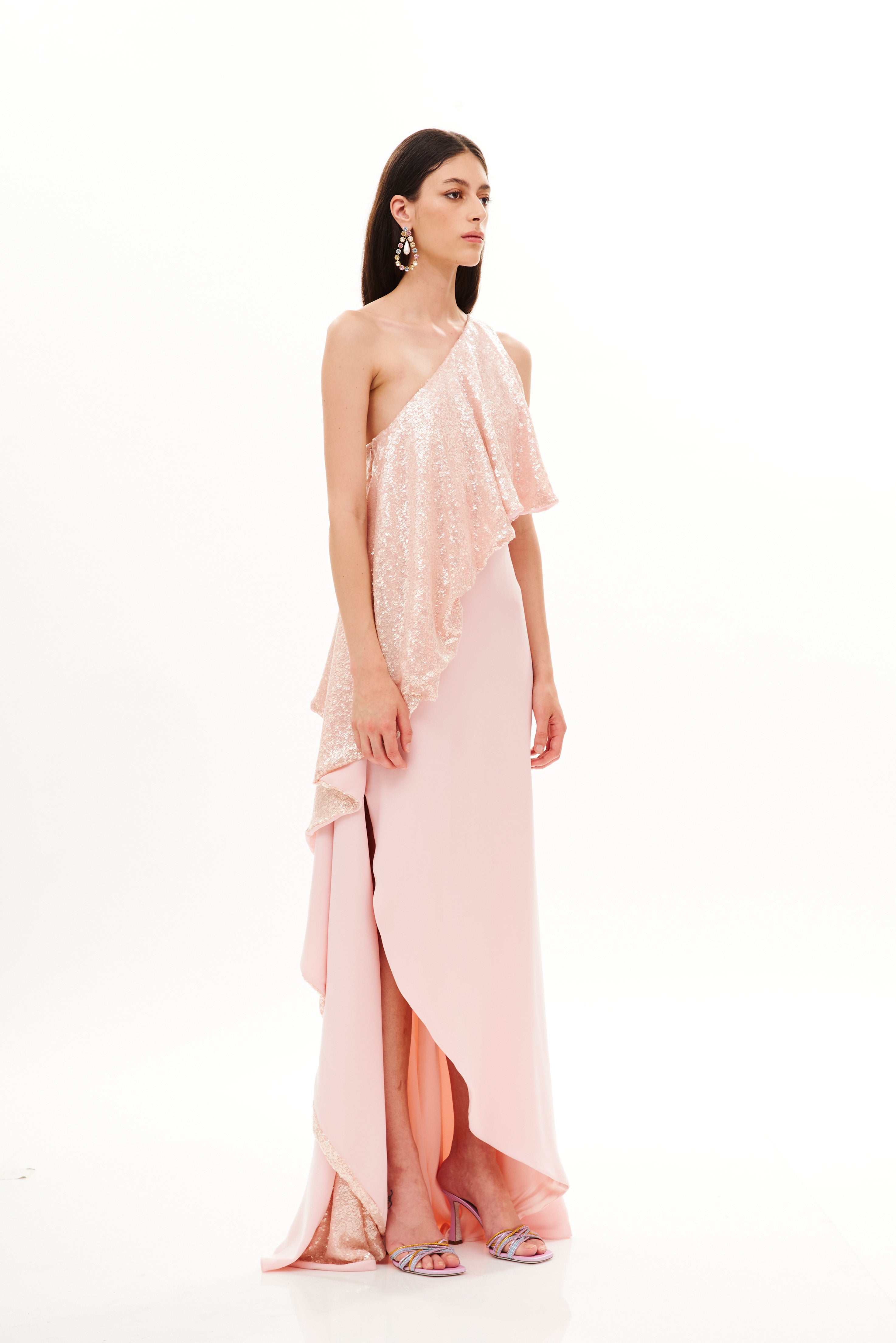 MAXI FLOUNCE  ASYMMETRIC LONG  DRESS