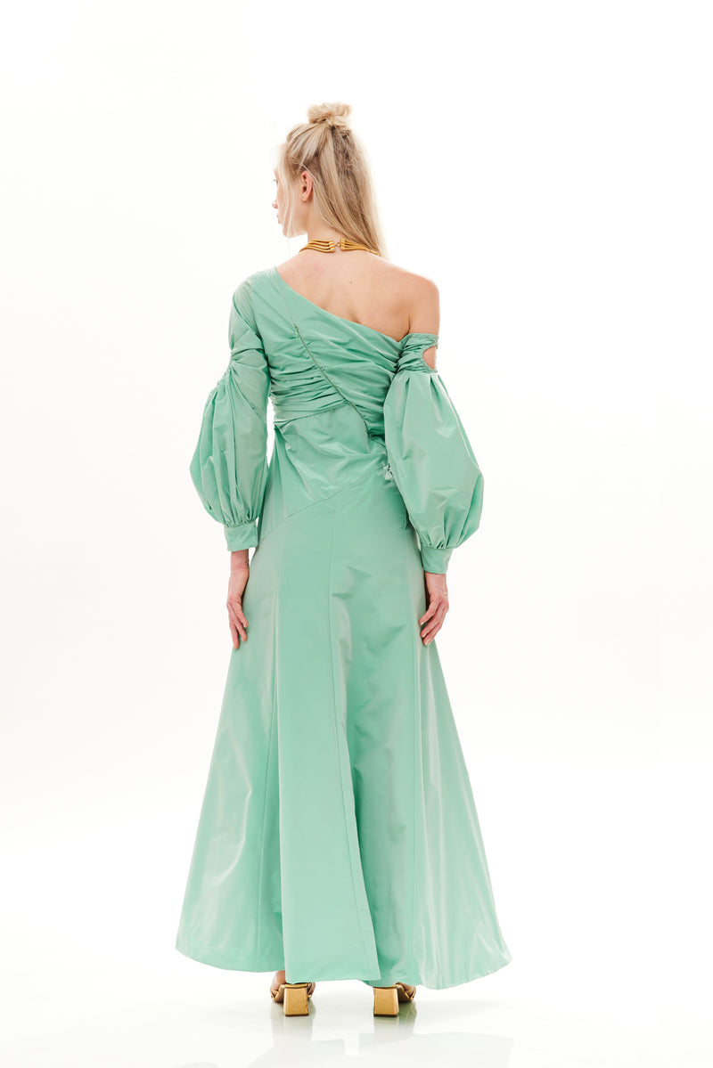 MEDUSA SLEEVES ASYMMETRIC LONG DRESS
