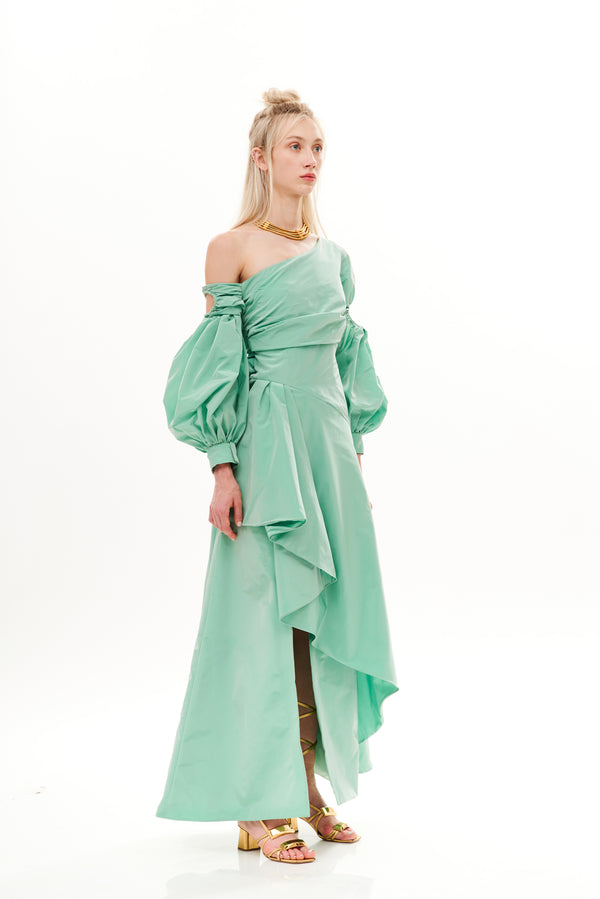 MEDUSA SLEEVES ASYMMETRIC LONG DRESS