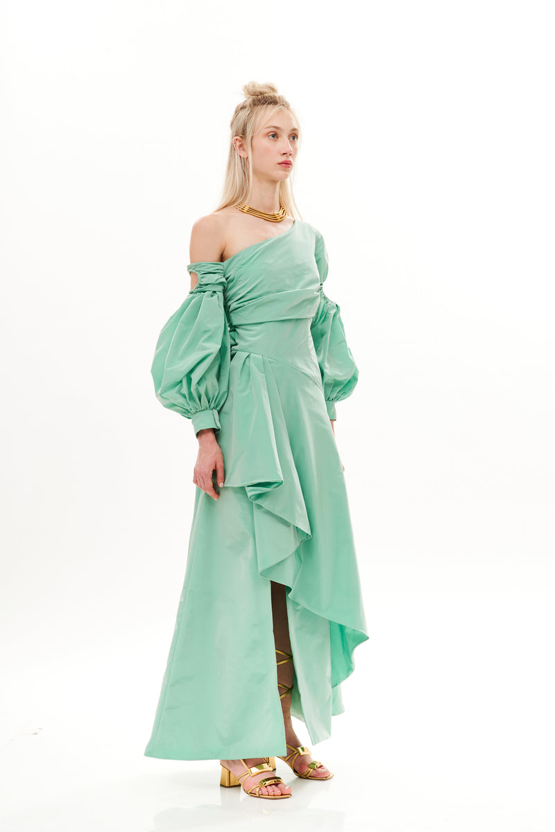 MEDUSA SLEEVES ASYMMETRIC LONG DRESS