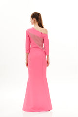 SLIT CUT OUT LONG DRESS WITH SLEEVES